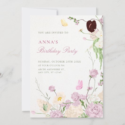 Floral garden birthday 招待状 (正面)