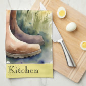 Floral Garden Boots and Wildflowers Kitchen Towel キッチンタオル (四つ折り)