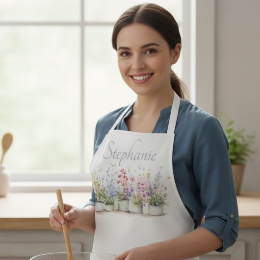 Floral Garden Botanical Name Gift エプロン