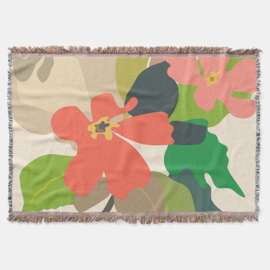 Floral Garden Color Blocks スローブランケット (正面)