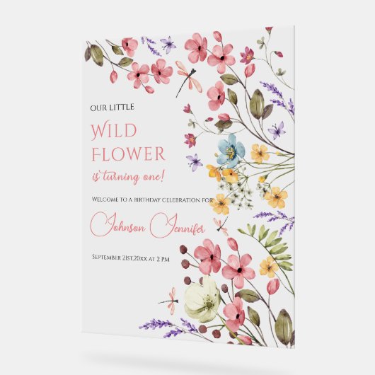 Floral Garden Decor with Butterflies アクリルサイン (傾斜)