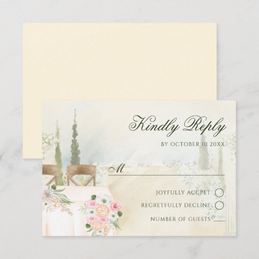 Floral garden decoration  出欠カード (正面/裏面)