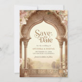 Floral Garden Elephants Indian Palace Wedding セーブザデート (正面)