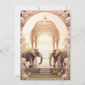 Floral Garden Elephants Indian Palace Wedding セーブザデート (裏面)