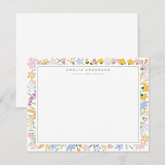 Floral Garden Frame Note Card 招待状 (正面/裏面)