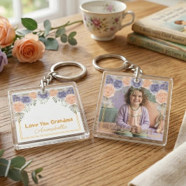 Floral Garden Grandma Photo Keychain キーホルダー