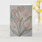  Floral Garden Mixed Media Folded Greeting Card カード (黄色い花)