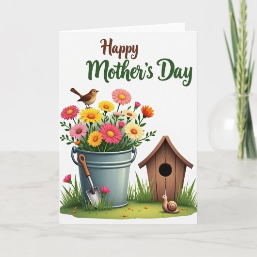 Floral Garden Pail Bloom Card カード (正面)