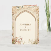 Floral Garden Peacocks Indian Palace Wedding 招待状 (正面)