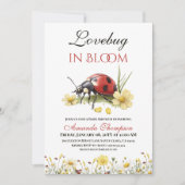 Floral Garden Red Lovebug In Bloom Baby Shower 招待状 (正面)
