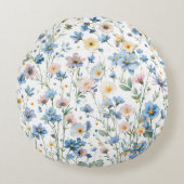 Floral Garden Soft Pastel Botanical Decor ラウンドクッション (正面)