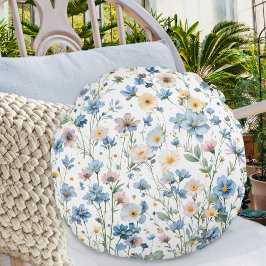 Floral Garden Soft Pastel Botanical Decor ラウンドクッション