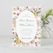 Floral Garden Wedding Invitation with Oval Frame 招待状 (スタンド正面)