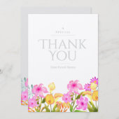 Floral Garden White Thank You 招待状 (正面/裏面)