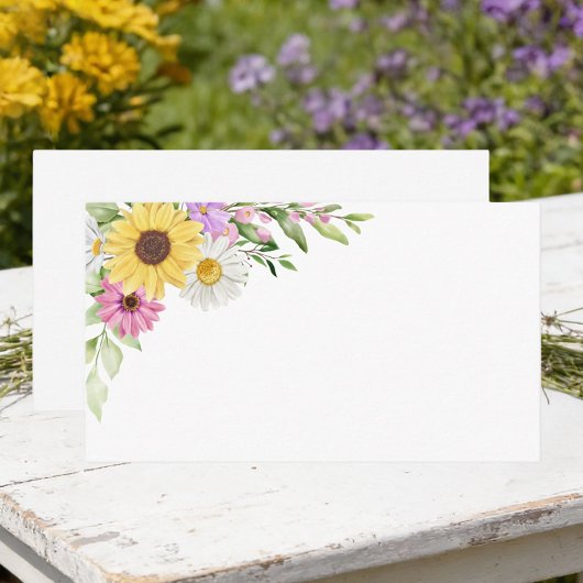 Floral Garden Wildflower Sunflower Daisy Wedding  プレイスカード