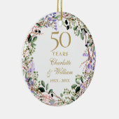 Floral Garland 50th Wedding Anniversary セラミックオーナメント (右)