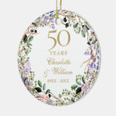 Floral Garland 50th Wedding Anniversary セラミックオーナメント (左)