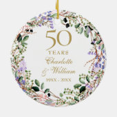 Floral Garland 50th Wedding Anniversary セラミックオーナメント (裏面)