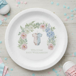 Floral Gender Reveal Party Plate ペーパープレート