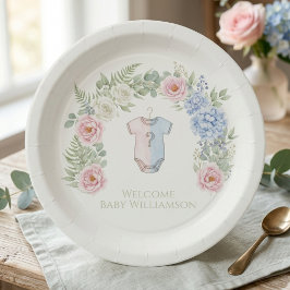 Floral Gender Reveal Party Plate ペーパープレート