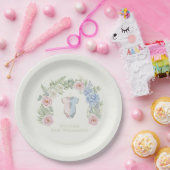 Floral Gender Reveal Party Plate ペーパープレート (パーティー)