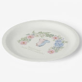 Floral Gender Reveal Party Plate ペーパープレート (アングル)