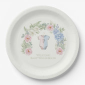 Floral Gender Reveal Party Plate ペーパープレート (正面)
