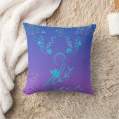 Floral Geometric Gradient Throw Pillow 16" x 16" クッション (ブランケット)