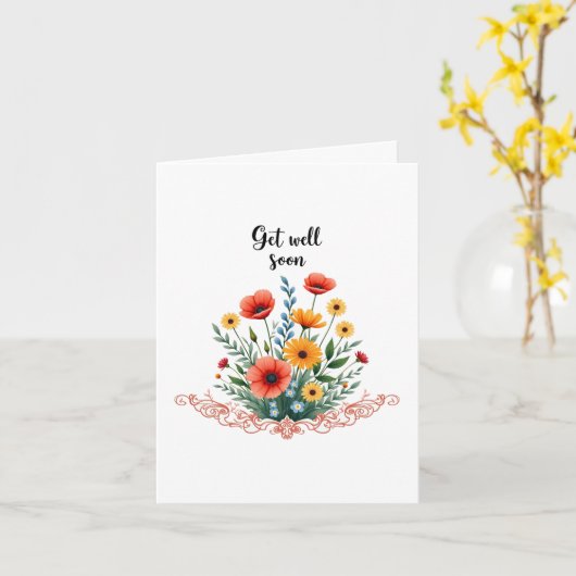 Floral Get Well Soon Card カード (黄色い花)