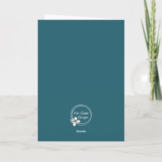 Floral “Get Well Soon” Card with Teal Vase カード (裏面)