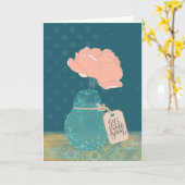 Floral “Get Well Soon” Card with Teal Vase  カード (黄色い花)