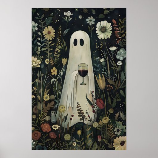 Floral Ghost With Glass Of Wine In A Mysterious ポスター (正面)