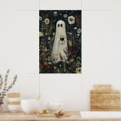 Floral Ghost With Glass Of Wine In A Mysterious ポスター (キッチン)