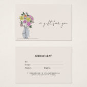Floral Gift Certificate Card for Small Businesses (正面&裏面)