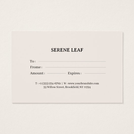 Floral Gift Certificate Card for Small Businesses (裏面)