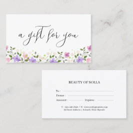 Floral Gift Certificate Card for Small Businesses 名刺