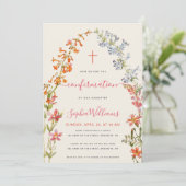 Floral Girl Confirmation Wildflowers Watercolor  招待状 (スタンド正面)