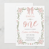 Floral girl one birthday 招待状 (正面/裏面)
