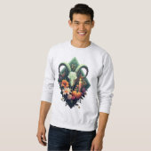 Floral Goat Skull with pumpkin and candle Pixel ar スウェットシャツ (正面フル)