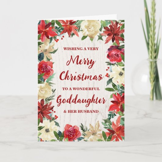 Floral Goddaughter and her Husband Merry Christmas カード (正面)