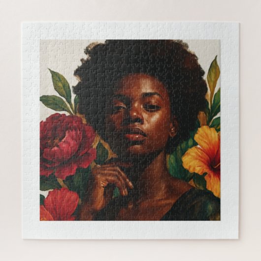 Floral Goddess Afrocentric Portrait Jigsaw Puzzle ジグソーパズル (縦)
