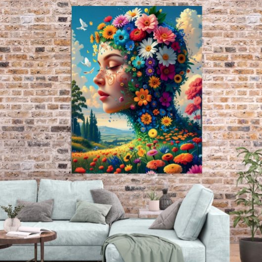 Floral Goddess Surreal Art Poster ポスター