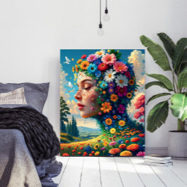 Floral Goddess Surreal Art Poster ポスター