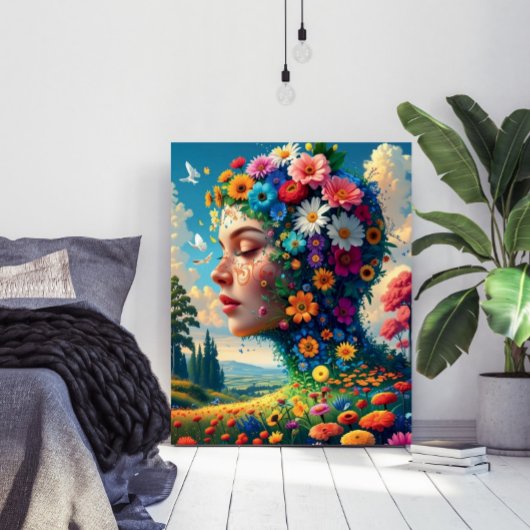 Floral Goddess Surreal Art Poster ポスター