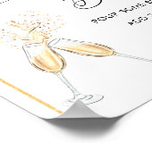 Floral Gold Boho Arch Heart Script Mimosa Bar ポスター (角)