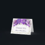 Floral Gold Confetti Purple Thank You サンキューカード<br><div class="desc">A beautiful and fun watercolor floral thank you card with gold confetti. Original design by Amelia Carrie. If you would like design modifications or something new please contact me using the contact designer link. Note: This is a graphic art reproduction and contains no messy glitter.</div>