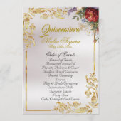 Floral & Gold Leaves - Pearl Quinceanera Program プログラム (正面)