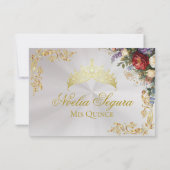 Floral & Gold Leaves - Pearl White RSVP (裏面)