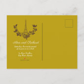 Floral Gold Parisian Wedding Design 案内ポストカード (裏面)