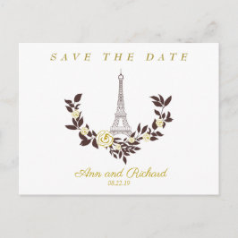 Floral Gold Parisian Wedding Design 案内ポストカード